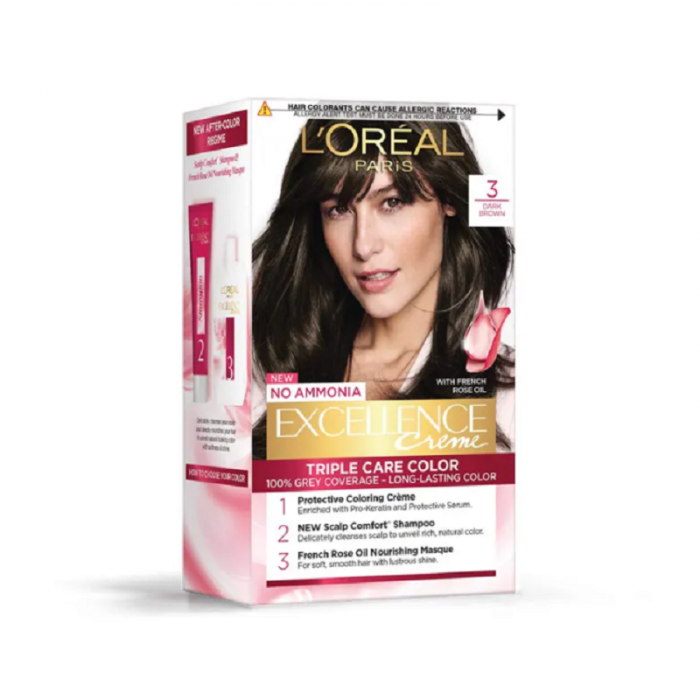 L'Oreal Excellence Creme No -3 Dark Brown Hair Color 100G